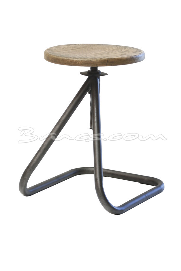 [377WB854] TABURETE HOUSTON REGULABLE  ROBLE Y HIERRO