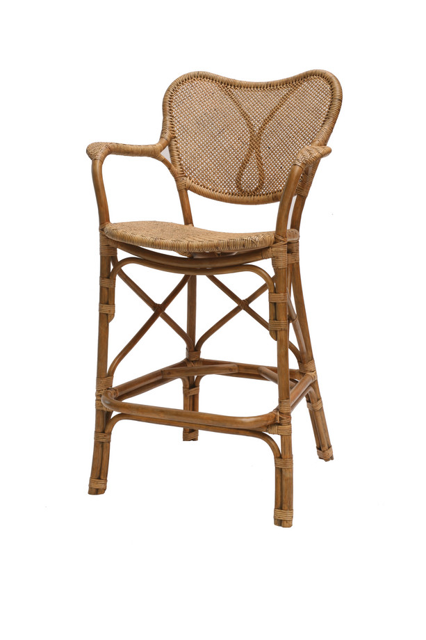 TABURETE CON BRAZOS ATLAS RATTAN ANTIQUE
