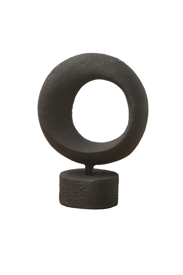 [399CA190] FIGURA ANILLO CERÁMICA NEGRO CON PEDESTAL