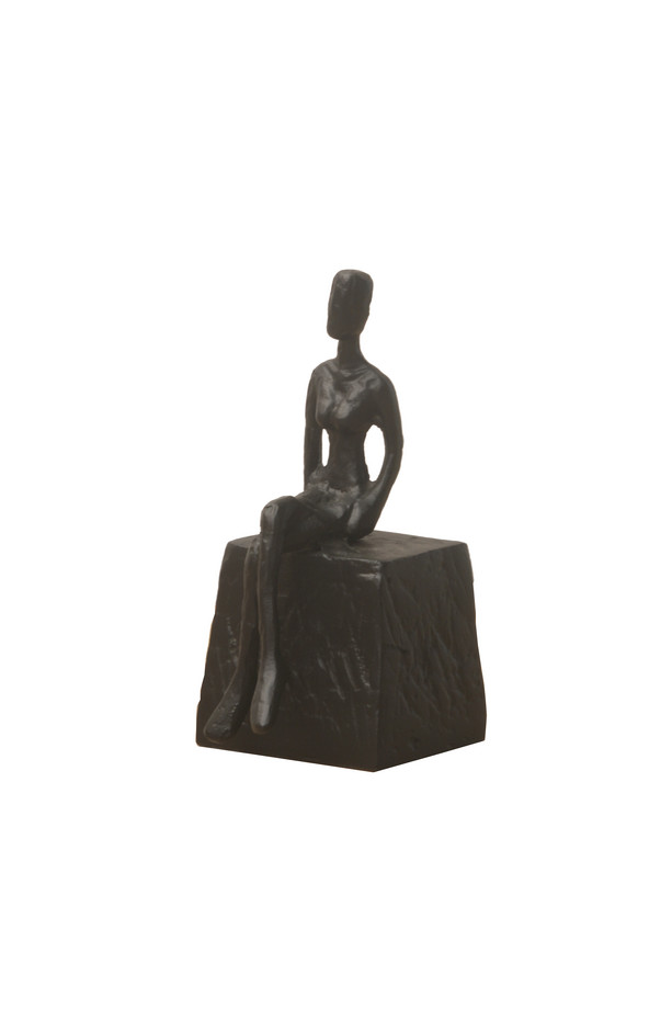 [459HO034] FIGURA HOMBRE SENTADO ALUMINIO Y ESTAÑO