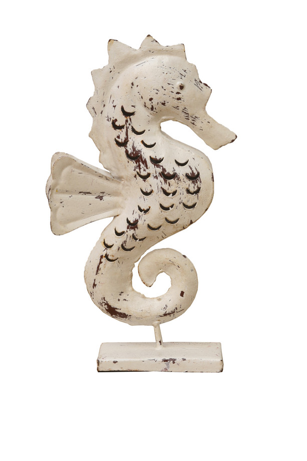 PEDESTAL CABALLITO DE MAR MD. METAL BEIGE-MARRON