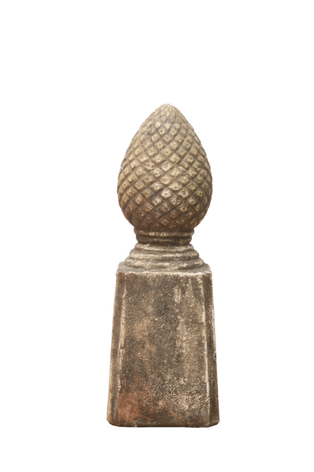 [555CF052] PEDESTAL PIÑA PQ. CERÁMICA MARRÓN ANTIGUO