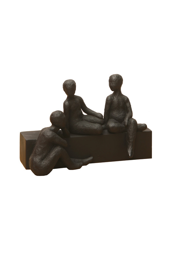 [663TE008] 3 FIGURAS SENTADAS RESINA NEGRA