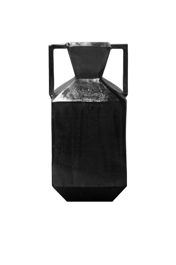 [159VB155] JARRÓN CUADRADO GR. ALUMINIO NEGRO