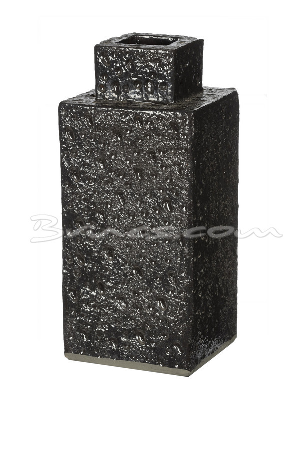 [399CA171] JARRÓN MD. CERÁMICA CUADRADO NEGRO