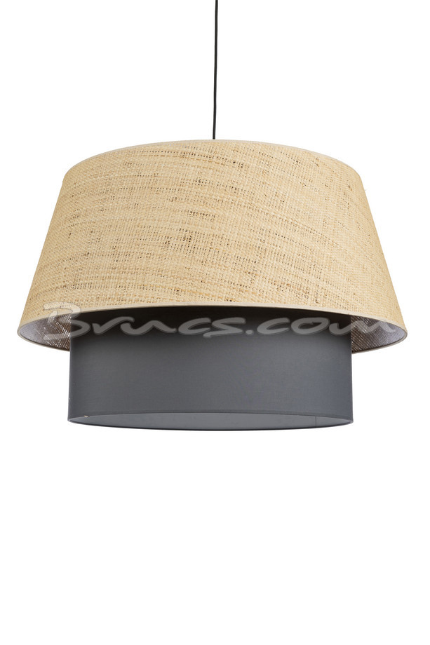 LÁMPARA DOBLE CILINDER RAFIA-2  EXT. Y COTONET INT