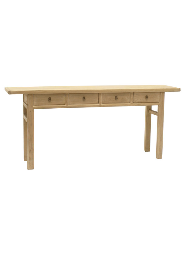 [653SC012] CONSOLA RAMUNTCHO OLMO NATURAL 4 CAJONES