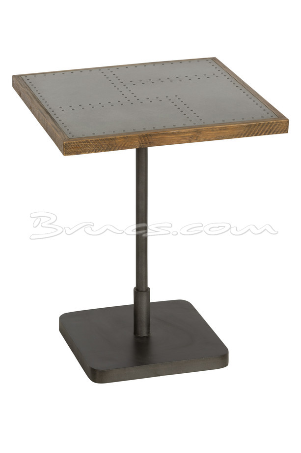 [377WB1166] MESA AUX. ALTA RAMOND  HIERRO GALVANIZADO Y PINO