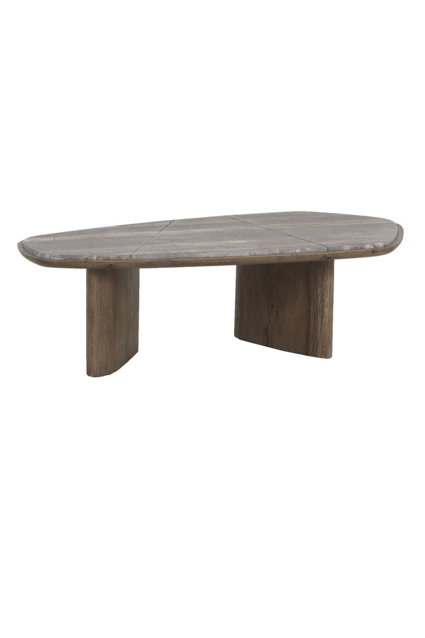 [377WB1465] MESA DE CENTRO WINGEN TRAVERTINO Y ROBLE COL.NOGAL