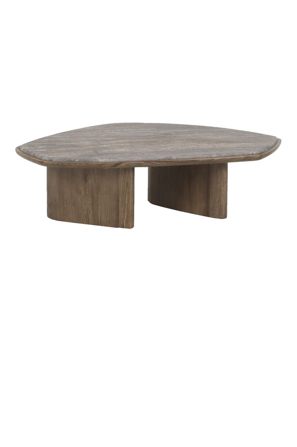 [377WB1466] MESA CENTRO WINGEN TRAVERTINO Y ROBLE COL.NOGAL