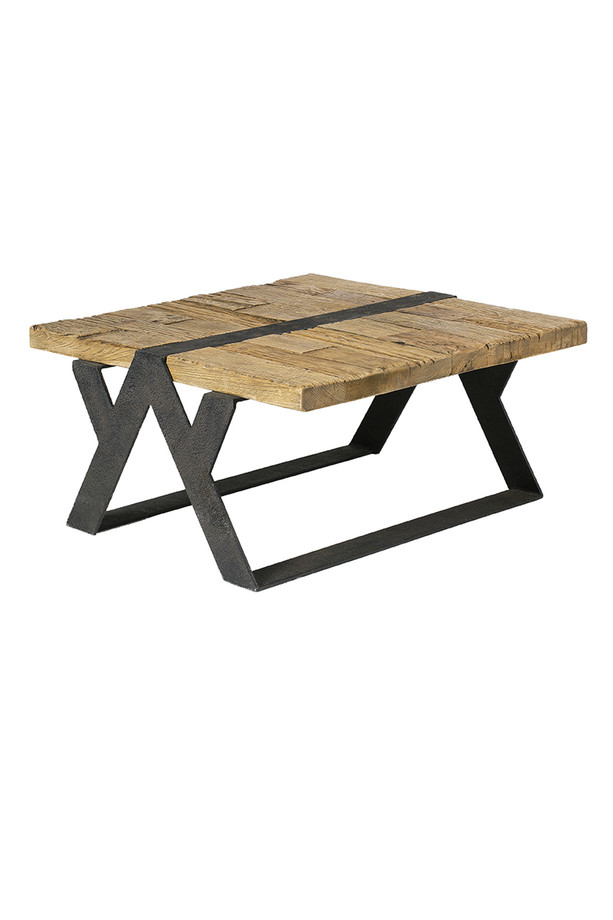 [377WB559] MESA RINCÓN SPLIT PINO ANTIGUO Y HIERRO