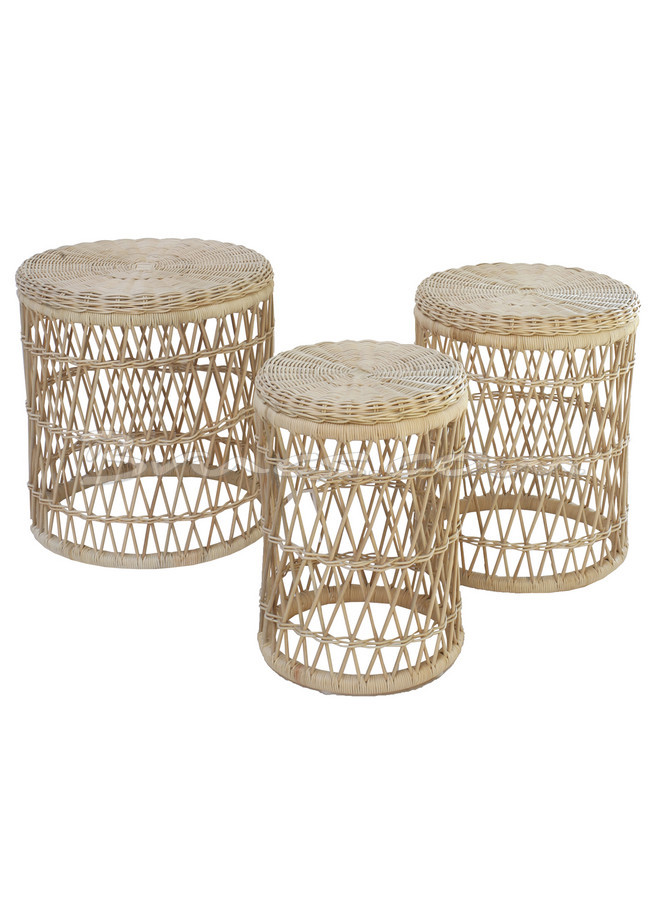 [514BA169] SET 3 MESAS CAPURATA  RED.RATTAN NATURAL