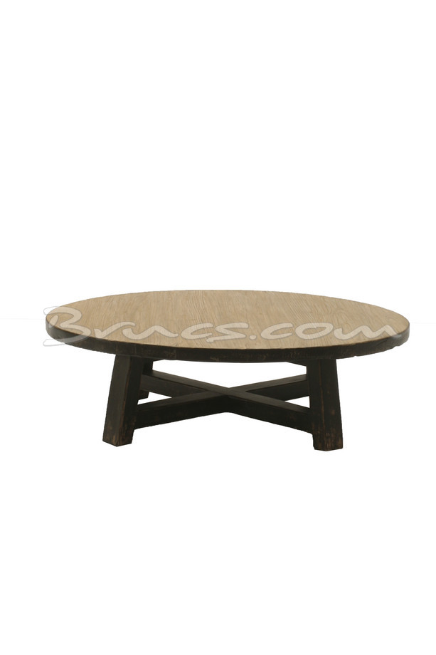 [653SC014] MESA CENTRO ARAPAHO OLMO NATURAL Y NEGRO
