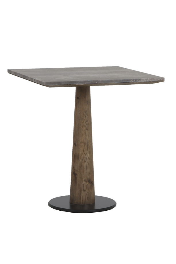 [377WB1487] MESA COMEDOR PELION TRAVERTINO Y ROBLE COL.NOGAL