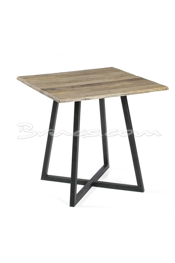 [377WB653] MESA COMEDOR ANDRAITX OLMO RÚSTICO Y HIERRO