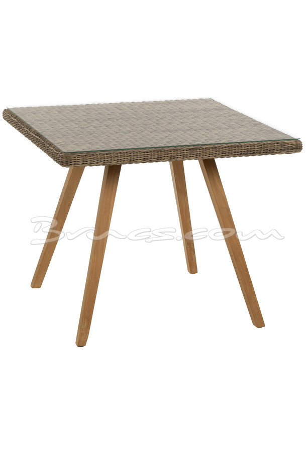 [480BL047] MESA COMEDOR MAYA KUBU SINTÉTICO PATAS TEKA