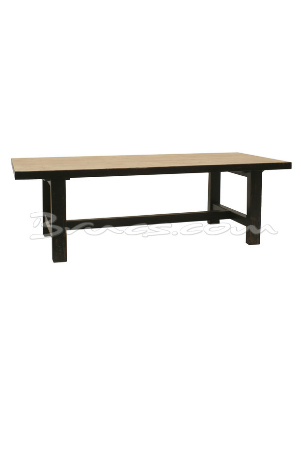 [653SC011] MESA COMEDOR TUJA PINO NATURAL Y NEGRO