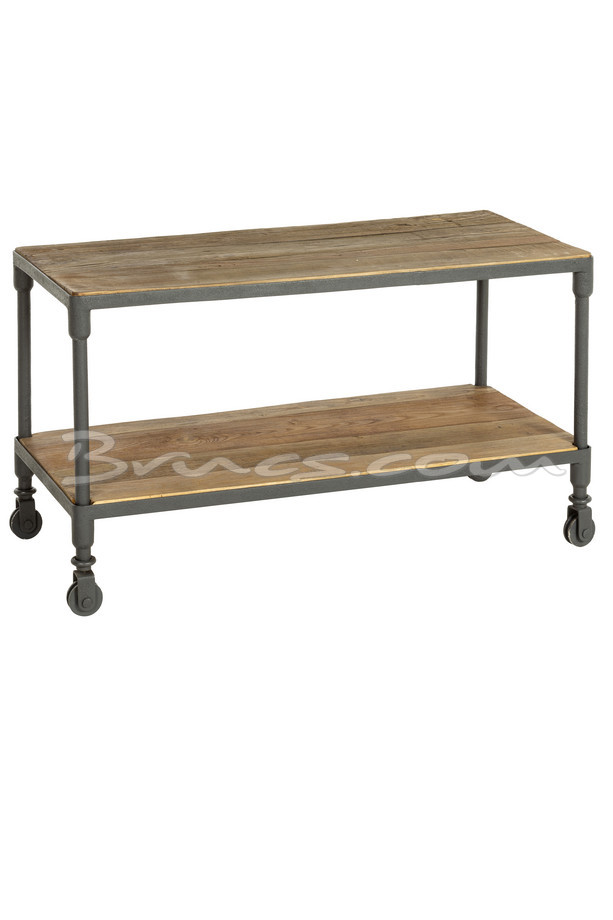 [377WB582] MUEBLE TV OLMO RASCAFRIA Y HIERRO C/ RUEDAS